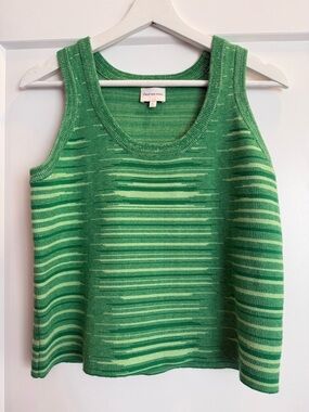 Find Me Now Striped Sweater Tank in Green, Size L